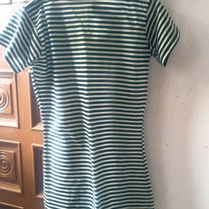 Girls Black & White Striped Top