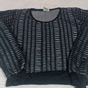 Black Thread Design Crop Top