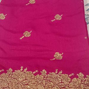 Rich Pink Golden Border saree