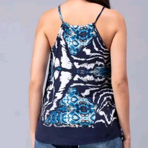 Mischka Women Navy Blue Printed Sleeveless Top