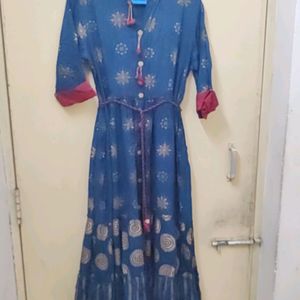 Blue And Golden Kurti Women