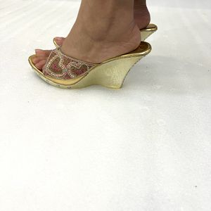 Heart Embellished Heels With Sequence