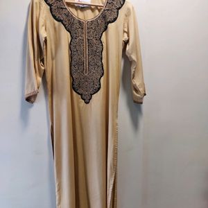 Gold-beige And Black Kurta