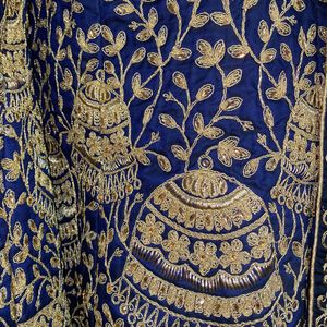 Royal Blue Silk Heavy Embroiled Lehanga