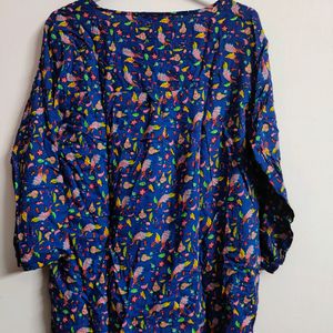 Blue Peacock Printed Top