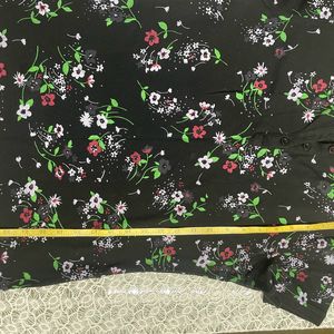 Black Flower Print Polo T-shirt