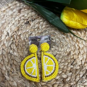 Lemon Beaded Earrings