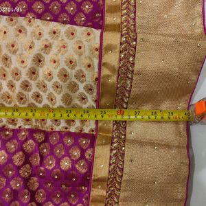 Pink And Gold-Cream Half Sari