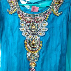 Partywear Gown With Churidar