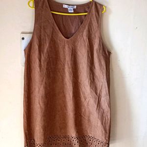 ABrown Suede Dress Or Long Top With Detailing