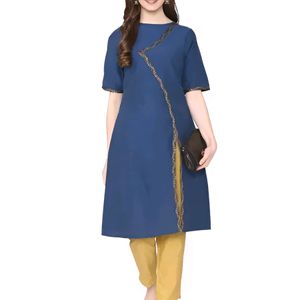 Solid navy blue kurta