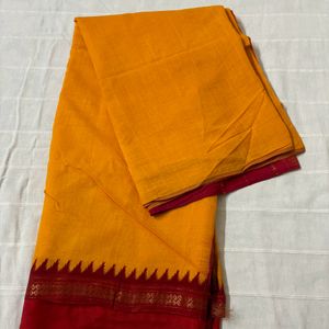 Temple Border Cotton Saree with Blouse