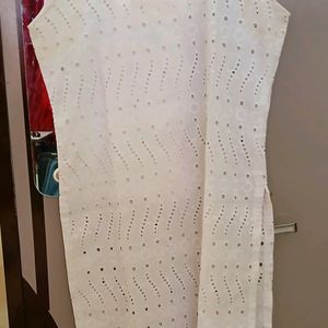 White Beautiful Cutting Kurta