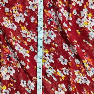 Negotiable Red Georgette Floral Printed Long Top