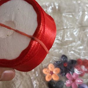 Quilling And Red Ribbon For Craft