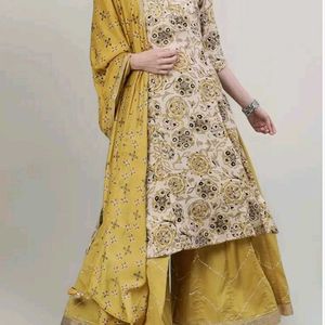 "Ishin" Brand Kurta And Palazzo Set With Dupatta