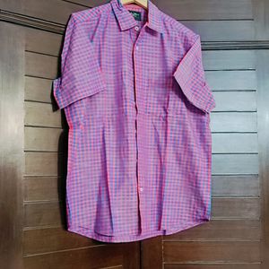 Colorplus Men Pink Checks Cotton Tailor Fit Shirt