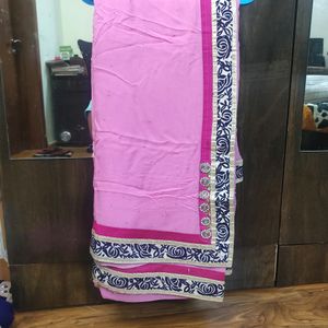 Fresh Pink Saree With Designer Blouse