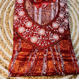 Neck Embroidery Nighty