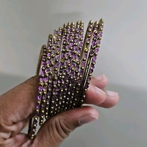 Violet And Gold Metal Bangles