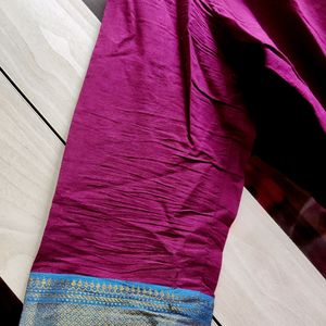 Dark Purple Cotton Stiched Dress