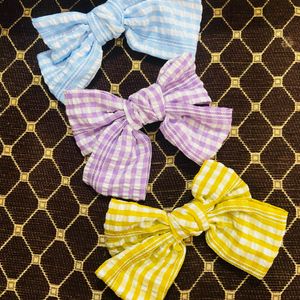 Gingham Big Size Hair Bow Pack Of 3