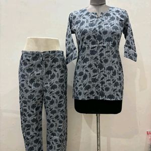 Printed Co - ord Set (100 %cotton)