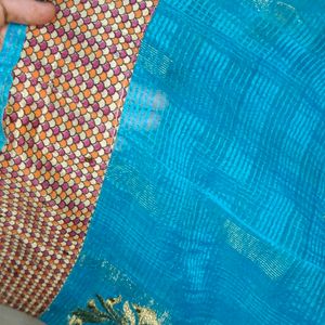 Sky Blue Colour Fancy Saree