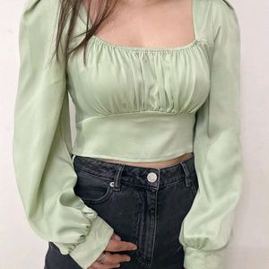 Ruched Satin Top