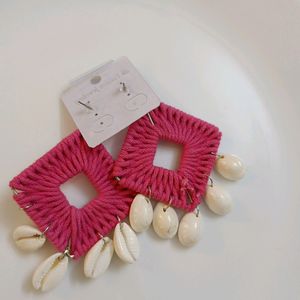 Pink Boho Crochet Earring