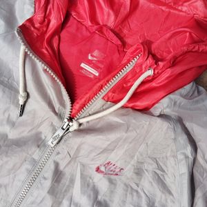 Nike Red And White Zipper Jacket