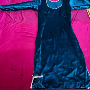 Velvet Punjabi Kurta Pajami Suit For Girls