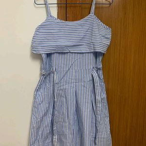 White Blue Strip Dress