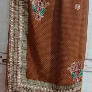 Brown Work Saree