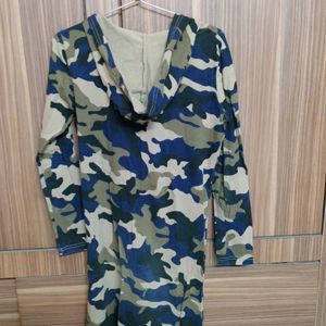 Camo Print Dress With Hood