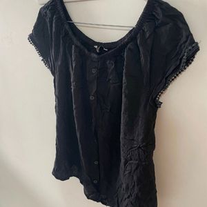 Black Drop Shoulder Top