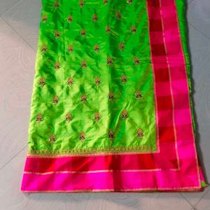 Green colour beautiful designer saree