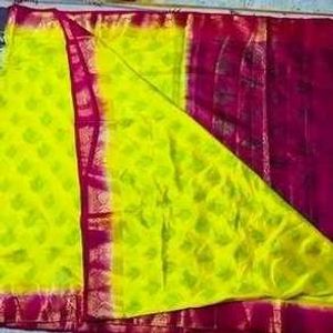 New Lemon Yellow   And Green Maroon Pattu(2sarees)