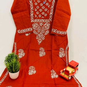 Lakhnawi Chikankari Cotton Kurti