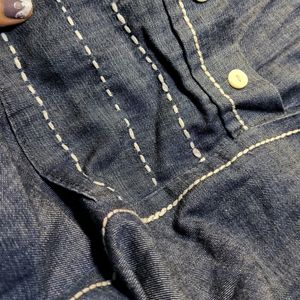 Denim Kurta With Two Side Pockets