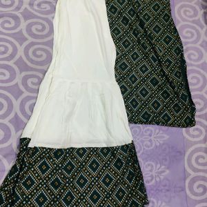 Green Printed Kurta With Sharara