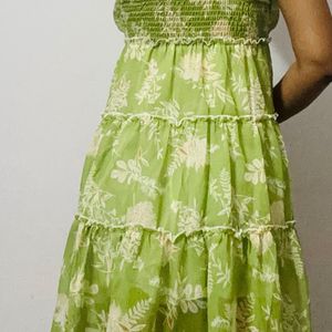 Green Ruffle A Line Dress