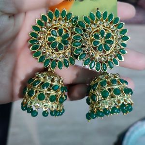 Green Jhumka Light Weight Partywear