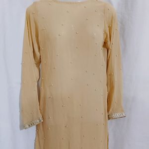 Beige Chiffon Kurta