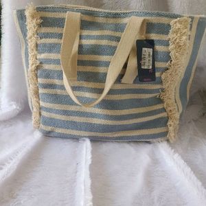 Avaasa Blue White Striped Tote Bag