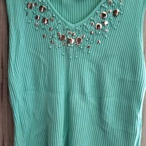 Beautiful Sleevless Sea Geen Top