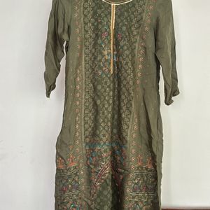 Aurelia Olive Green Kurti