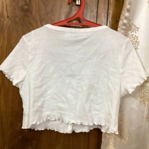 H&M cropped top blouse white