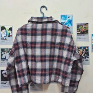 Korean Style Checkered Crop Shirt