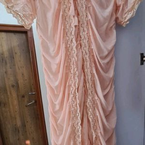 2 piece Pretty peach lacy delicate Nighty Gown Set